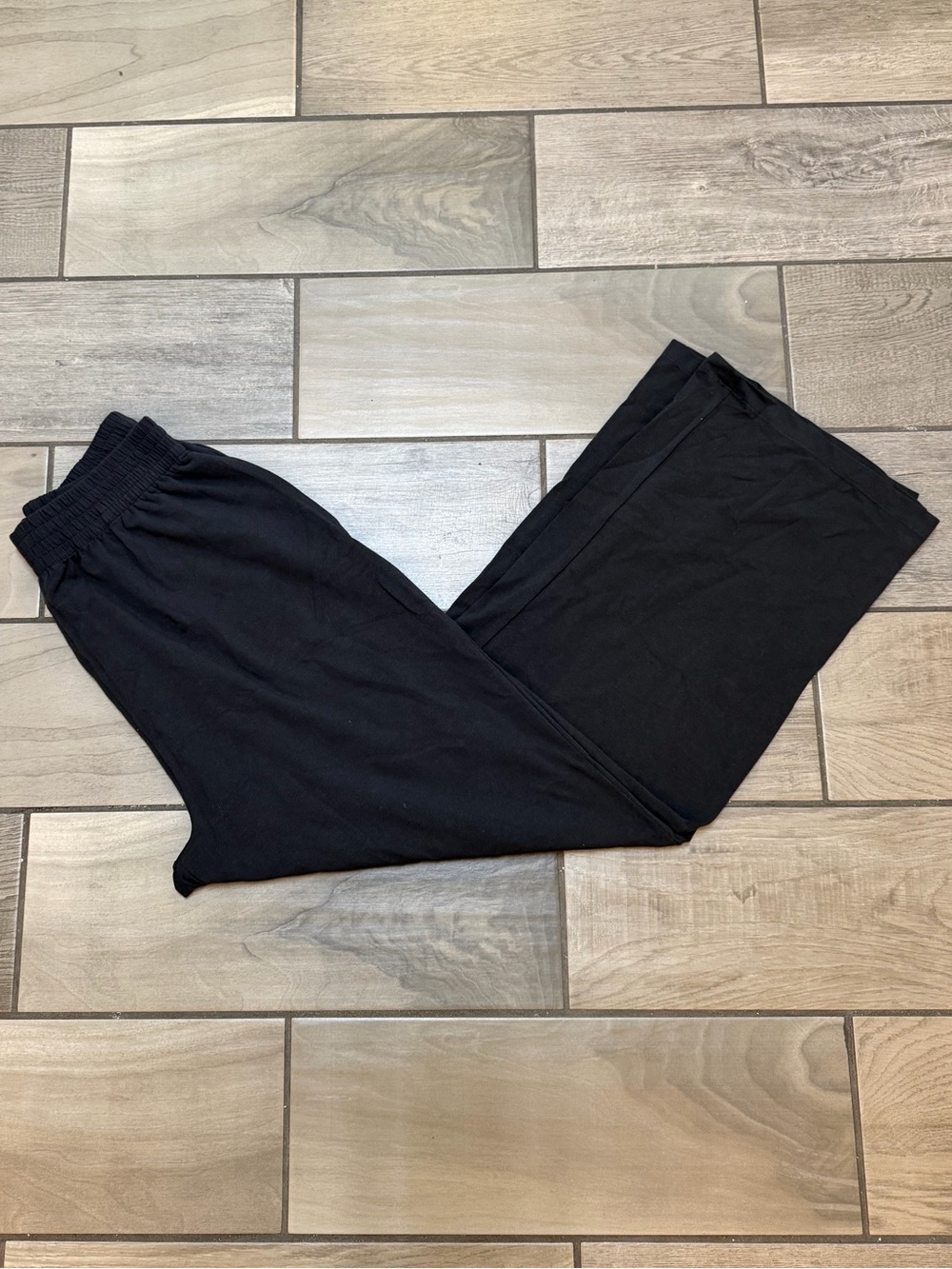 SKIMS Cotton Jersey Wide Leg Pants Black Lounge Casual Minimalist